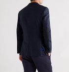 Hugo Boss - Slim-Fit Mélange Cotton and Wool-Blend Blazer - Blue