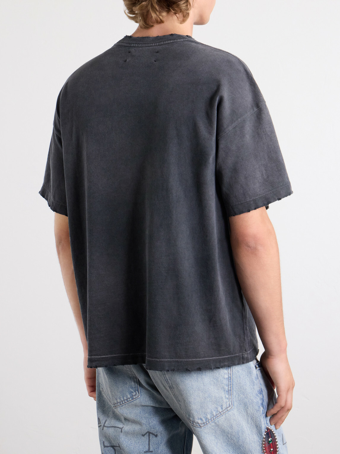 Satoshi Nakamoto - Tourist Logo-Print Distressed Cotton-Jersey T-Shirt - Black