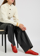 Gia Borghini Peek-a-boo Leather Ballerina Flats Red