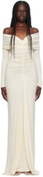 Atlein SSENSE Exclusive Off-White Ruched Maxi Dress