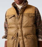 RRL Leather-trimmed ripstop puffer vest