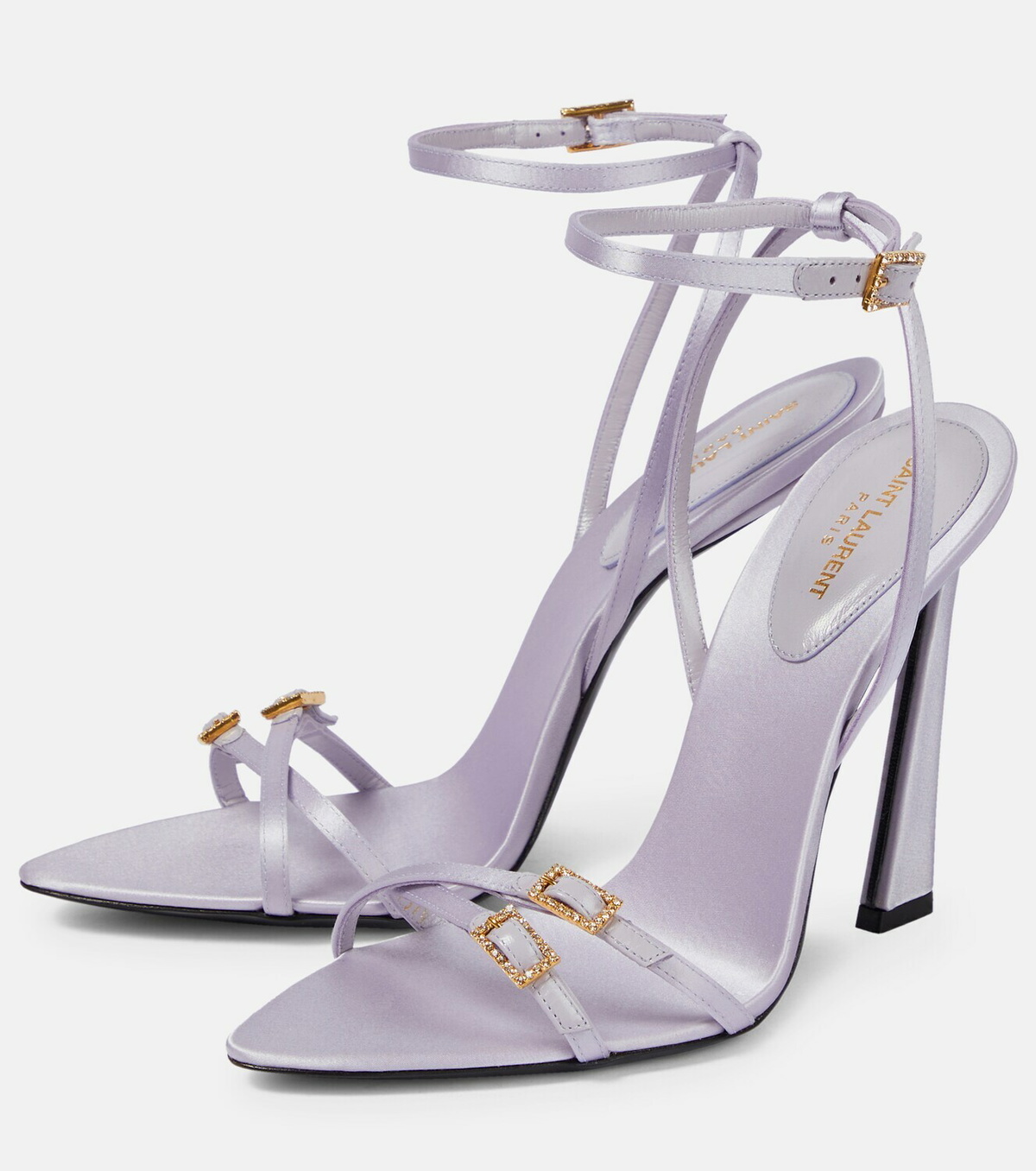 TALLULAH 110 SATINサンダル Tallulah 110 patent leather wedge sandals in blue - Saint