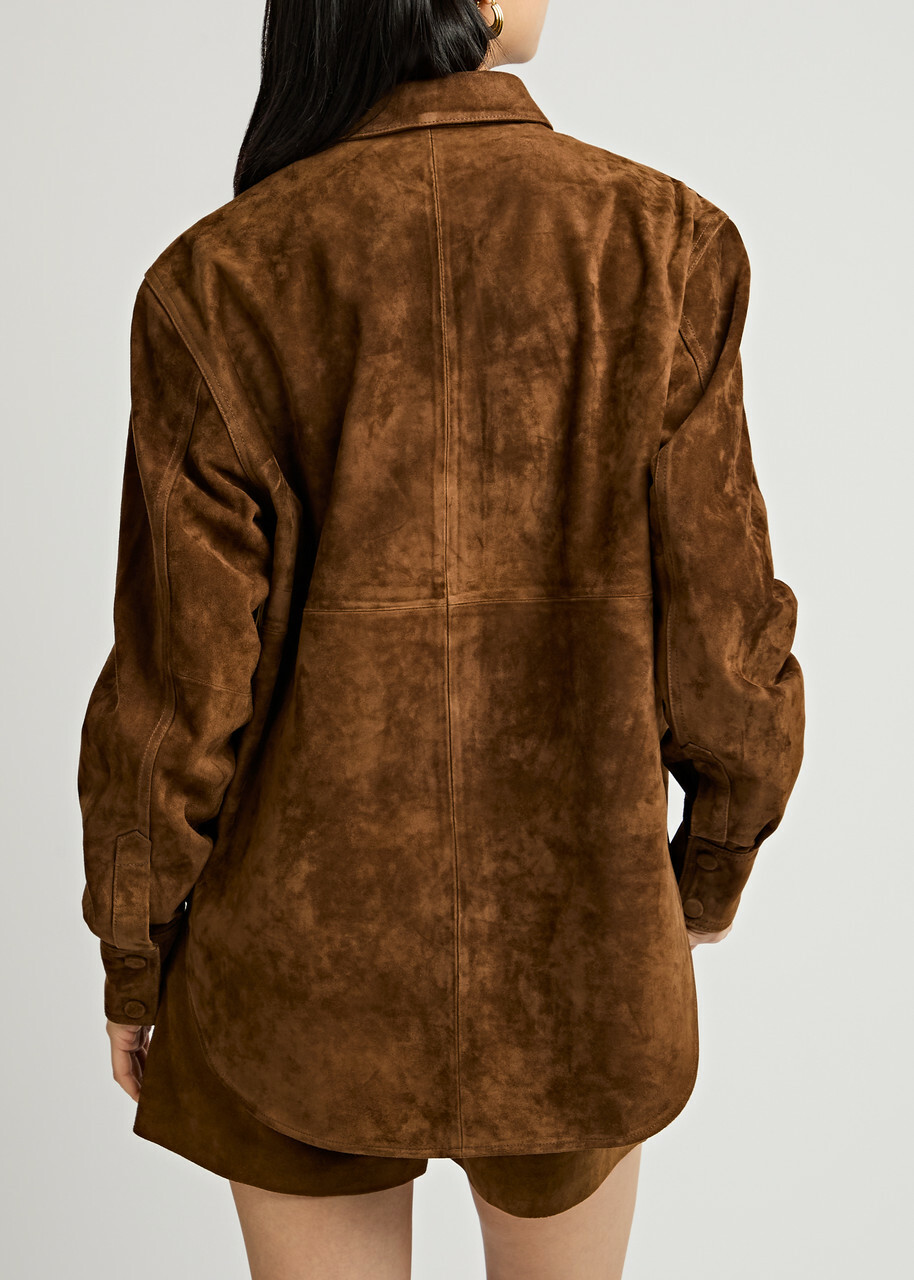 Aexae Panelled Suede Shirt Brown