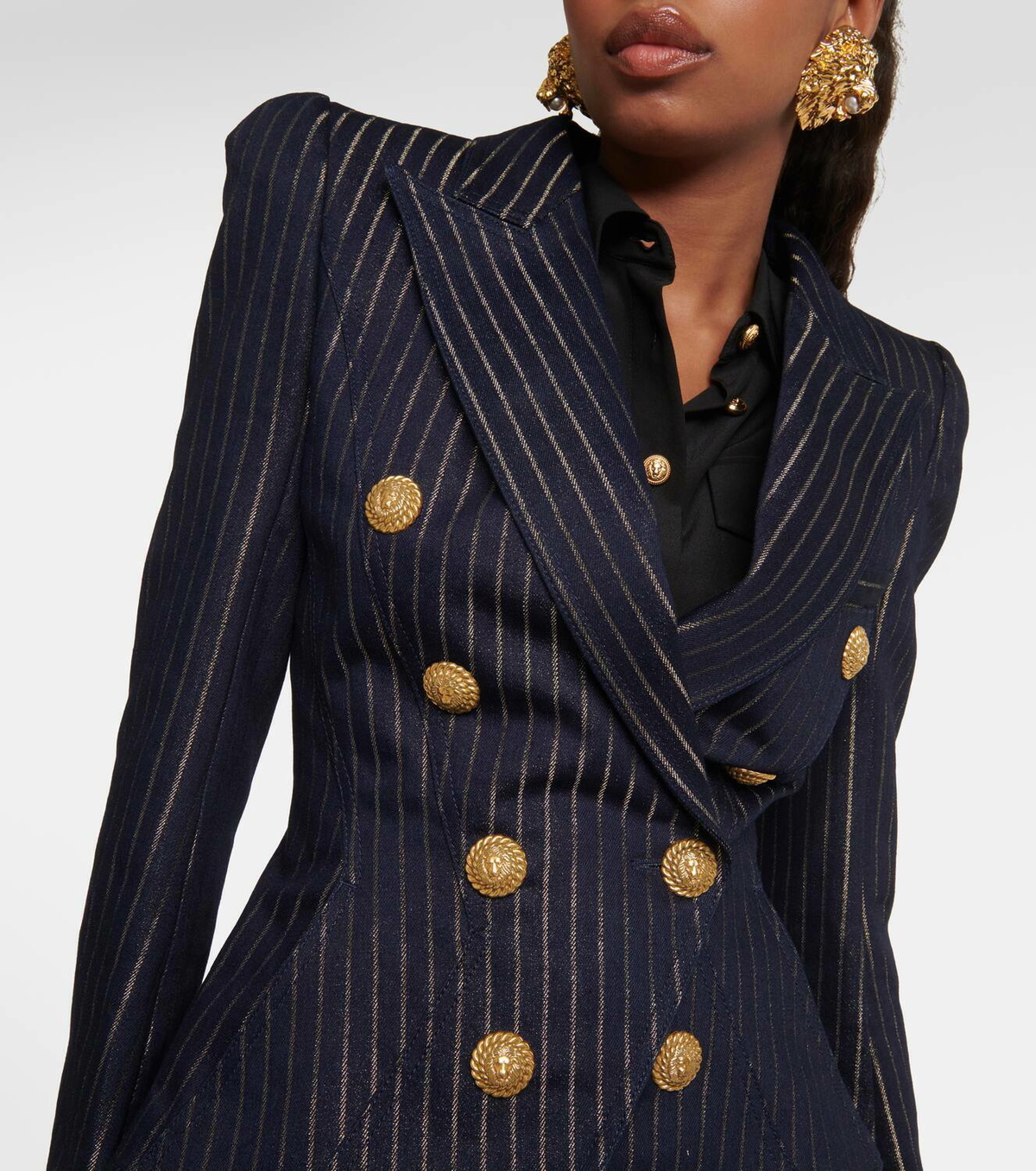 Balmain Lurex® pinstripe denim blazer Balmain