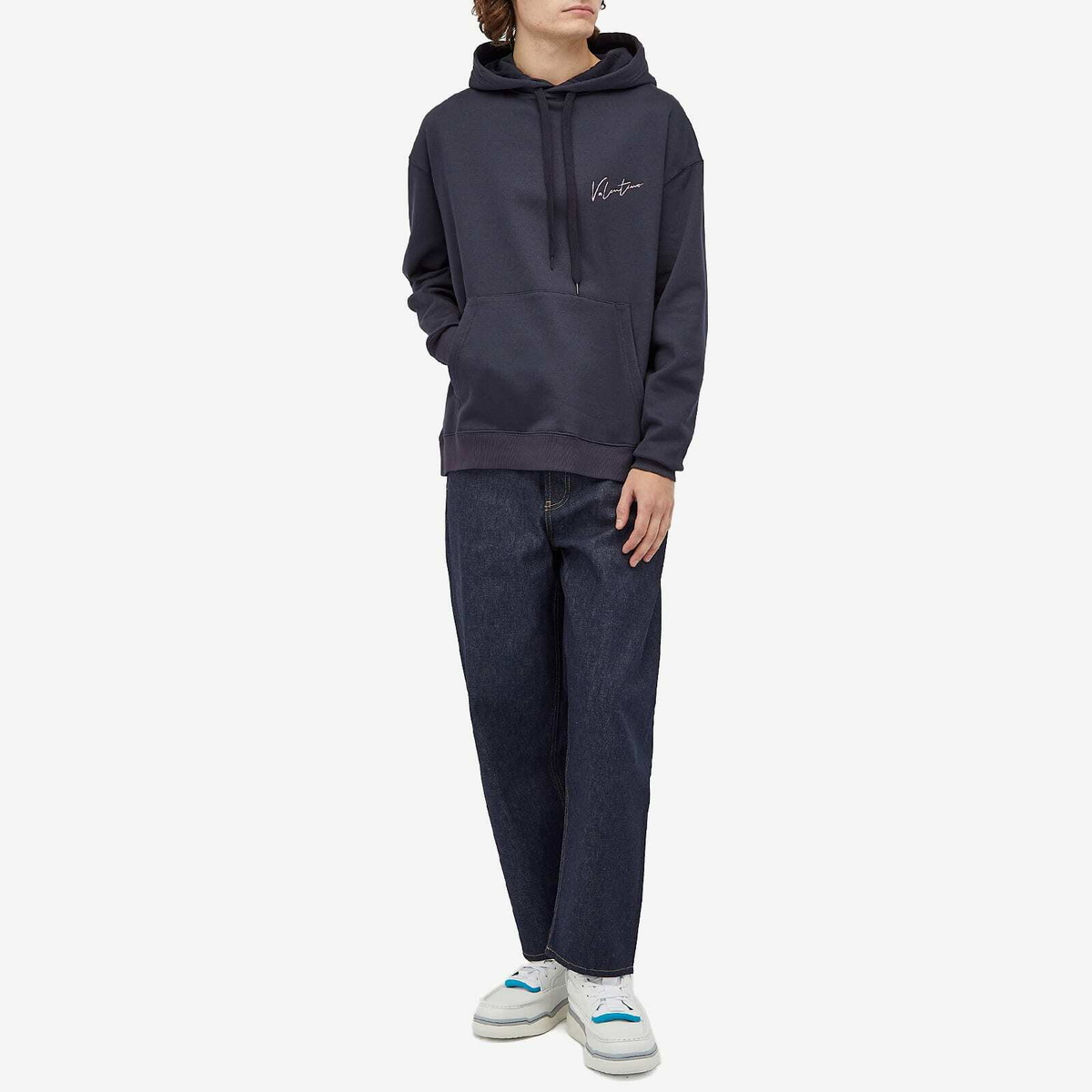 Valentino Men's Logo Popover Hoodie in Navy