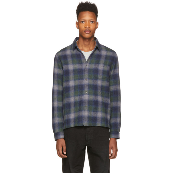 John Elliott Navy Sly Straight Hem Shirt John Elliott