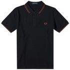 Fred Perry Men's Twin Tipped Polo Shirt in Black/Whisky Brown