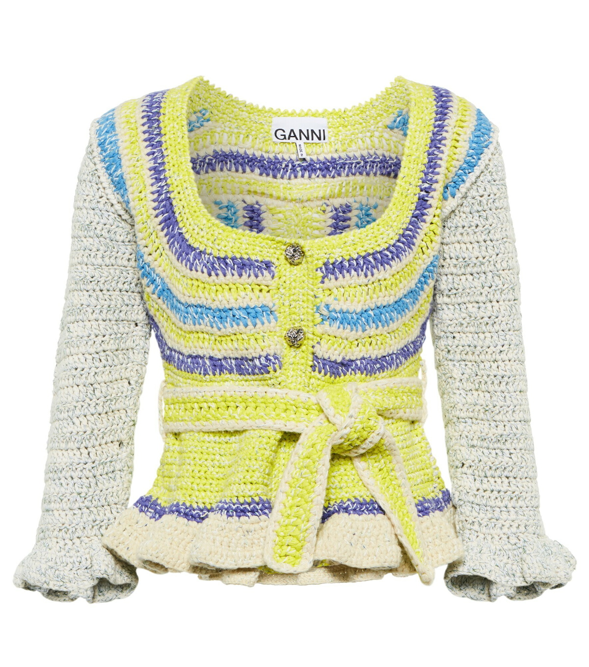 Cache Col Ganni Ganni - Crochet cotton-blend cardigan GANNI