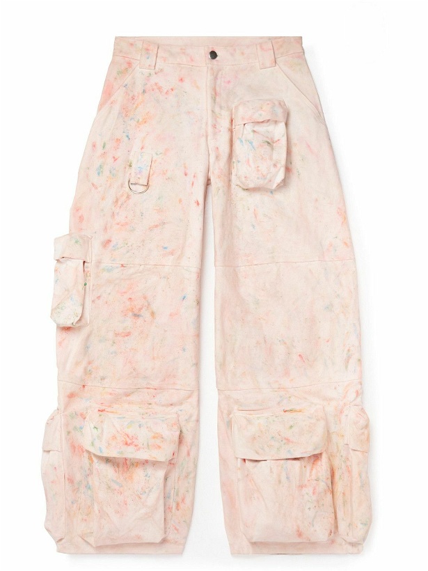 Photo: Collina Strada - Garden Wide-Leg Printed Cotton-Twill Cargo Trousers - Pink