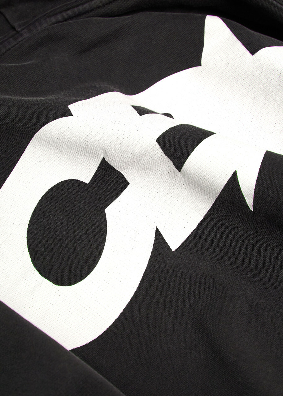 Cole Buxton Star Racing Hooded Printed Cotton Sweatshirt Black