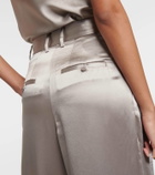 Staud Luisa pleated high-rise satin pants