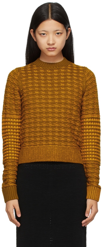 Photo: Victoria Beckham Khaki & Orange Merino Houndstooth Textured Sweater