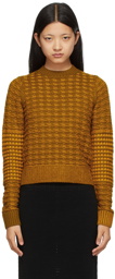 Victoria Beckham Khaki & Orange Merino Houndstooth Textured Sweater