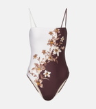Agua by Agua Bendita Durazno embellished floral swimsuit