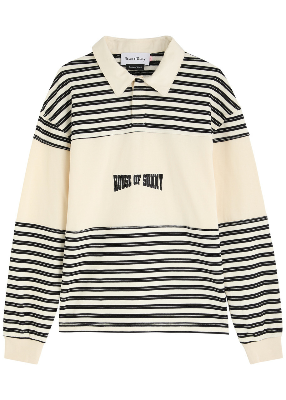 House OF Sunny Stripe Power Cotton Rugby Shirt Cream