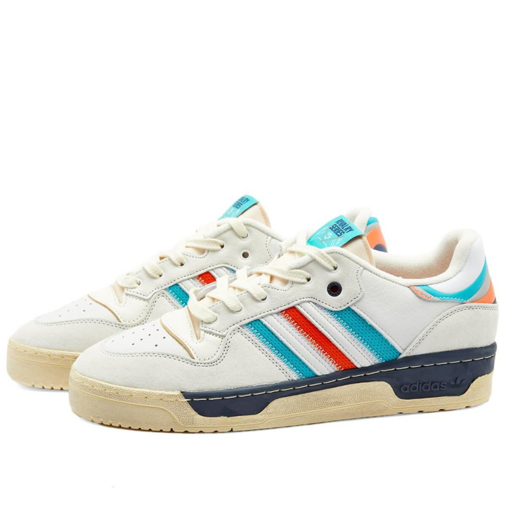 Photo: Adidas Men's Rivalry Low Extra Butter Sneakers in Crystal White/Pantone
