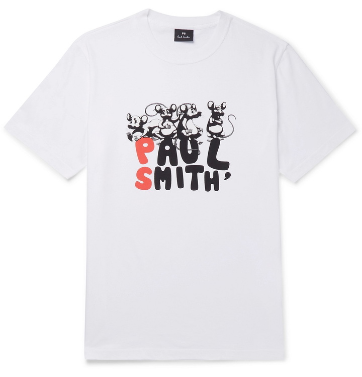 Photo: PS Paul Smith - Printed Organic Cotton-Jersey T-Shirt - White