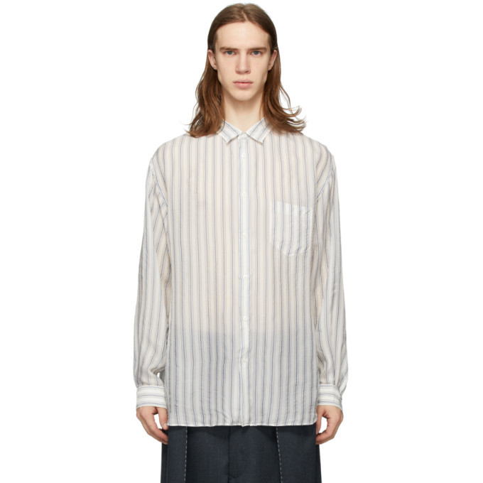 Photo: Maison Margiela White and Blue Striped Long Sleeve Shirt