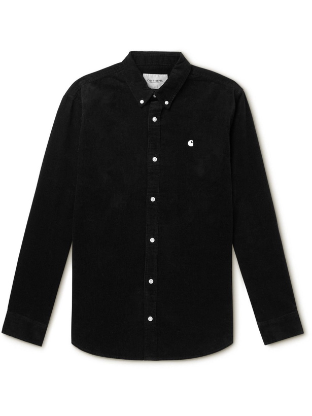 Photo: Carhartt WIP - Madison Button-Down Collar Logo-Embroidered Cotton-Corduroy Shirt - Black
