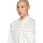 Balenciaga White and Black Logo Normal Fit Shirt