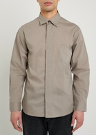 Emporio Armani Logo-embroidered Cotton-poplin Shirt Taupe