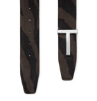 TOM FORD - 4cm Reversible Zebra-Print Nubuck and Leather Belt - Green