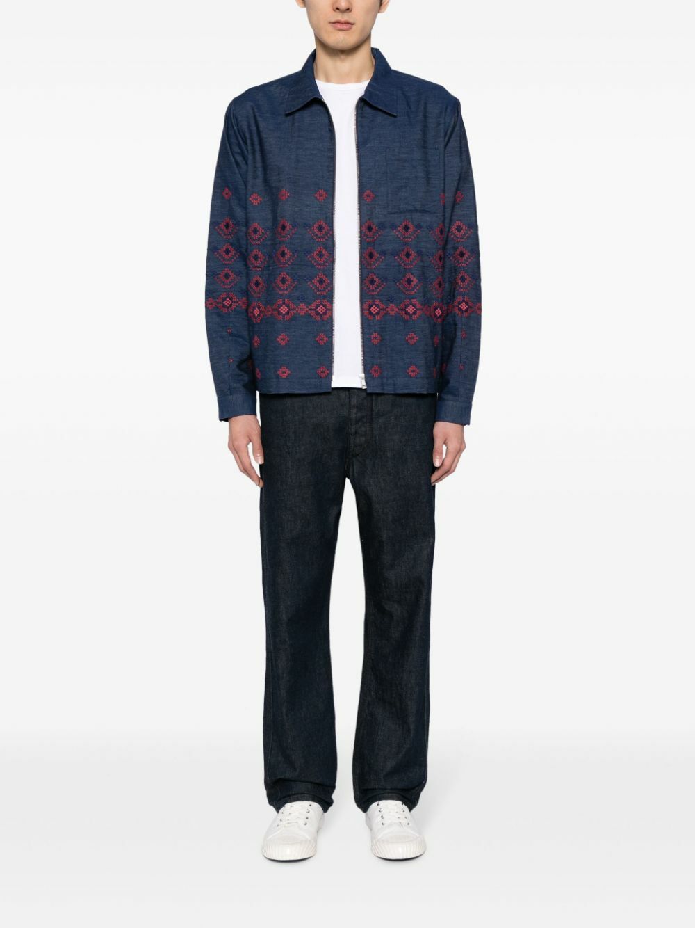 YMC Blue Bowie Embroidered Denim Jacket YMC