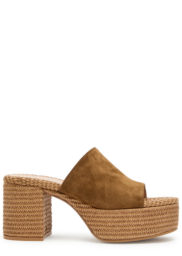 Photo: Gianvito Rossi Suede Espadrille Sandals Beige