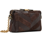 Valentino Garavani Brown Panthea Small Shoulder Chevron Pattern Bag