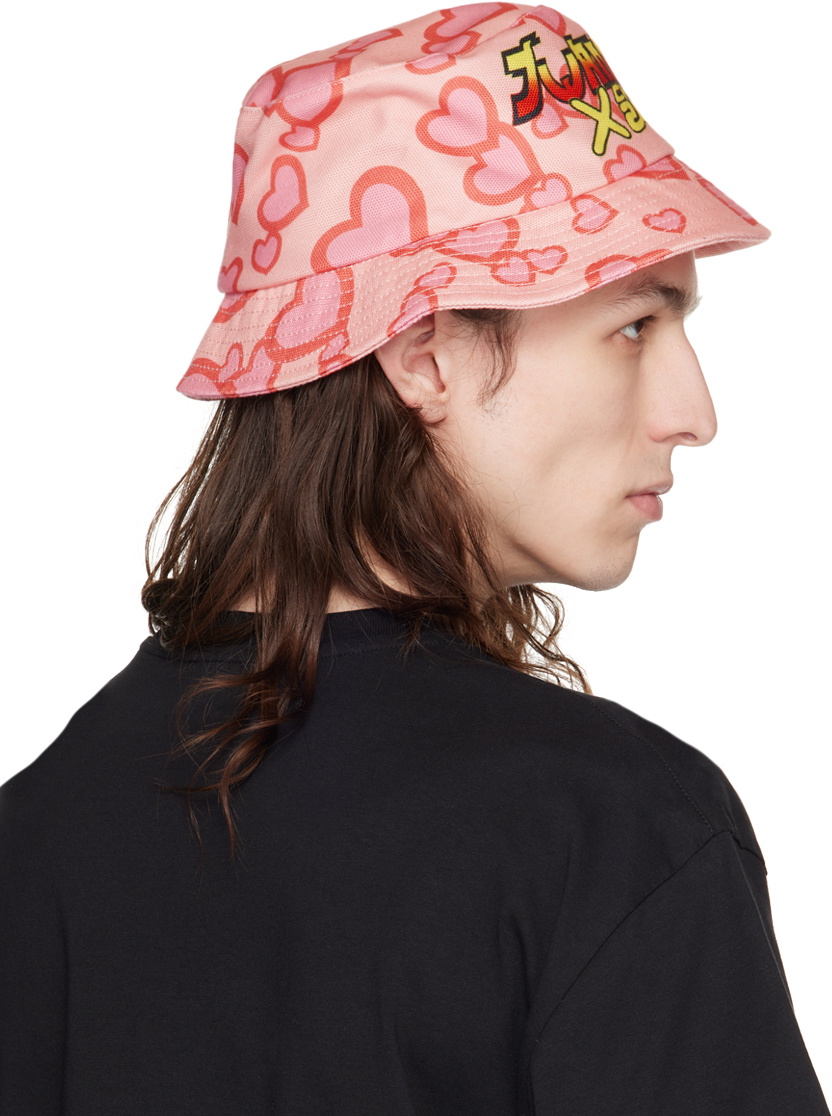 JW Anderson Pink Hearts Bucket Hat JW Anderson