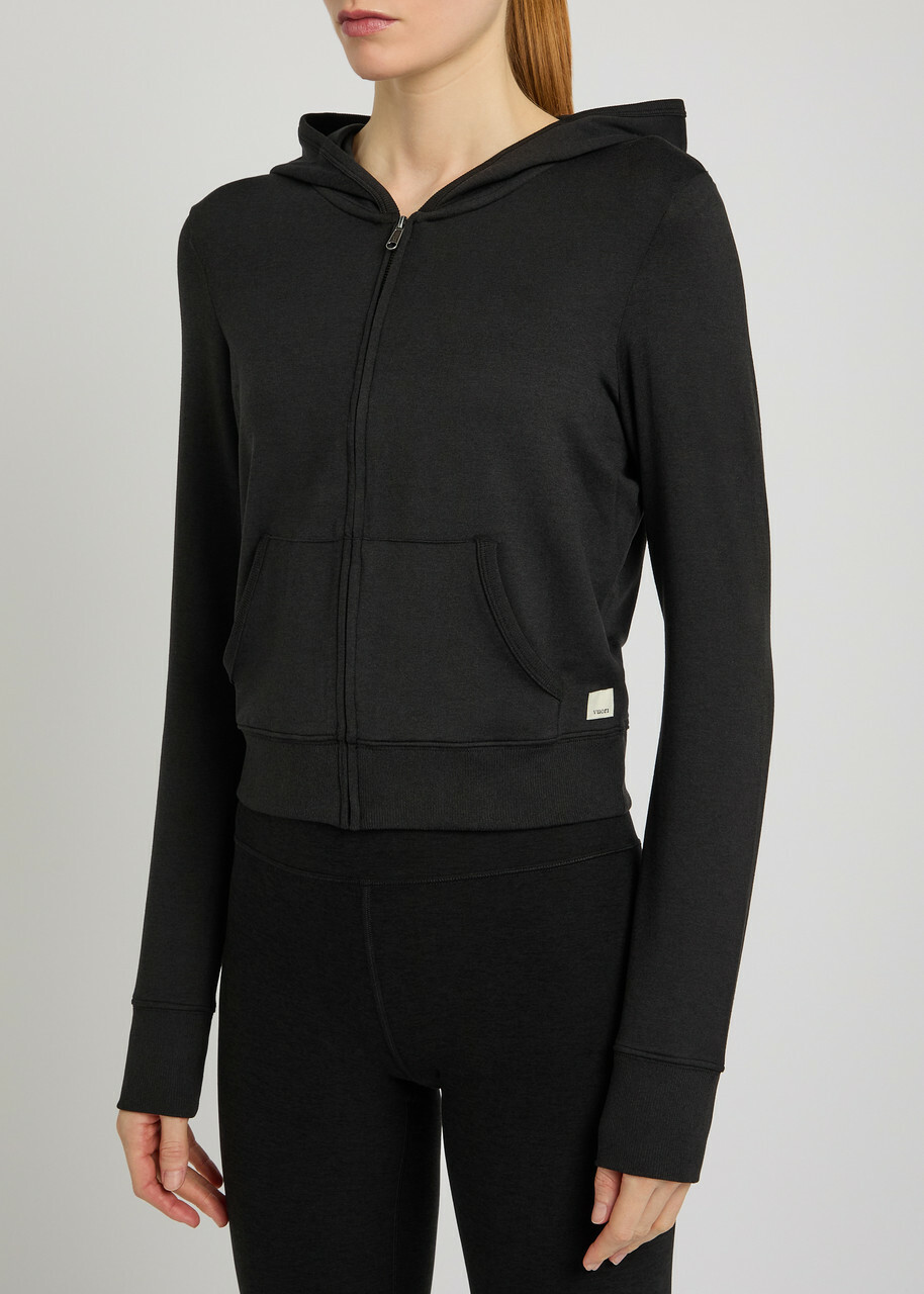 Vuori Halo Mini Hooded Stretch-jersey Sweatshirt Black