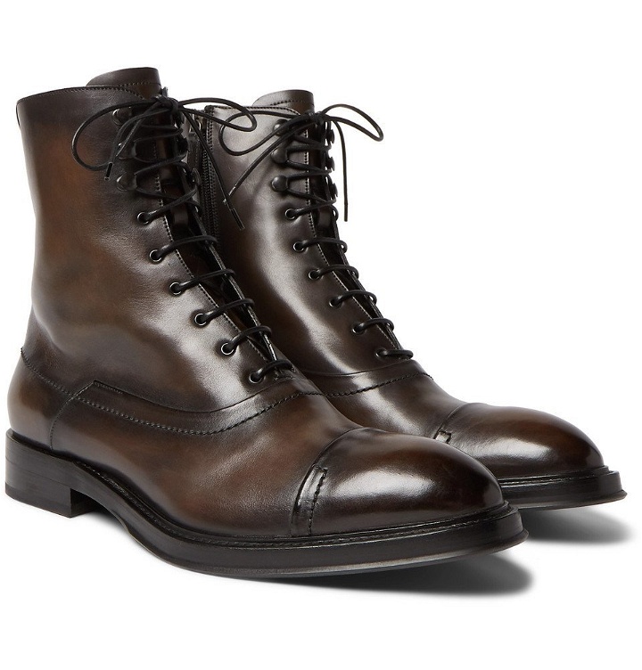Photo: Berluti - Shearling-Lined Leather Boots - Men - Brown