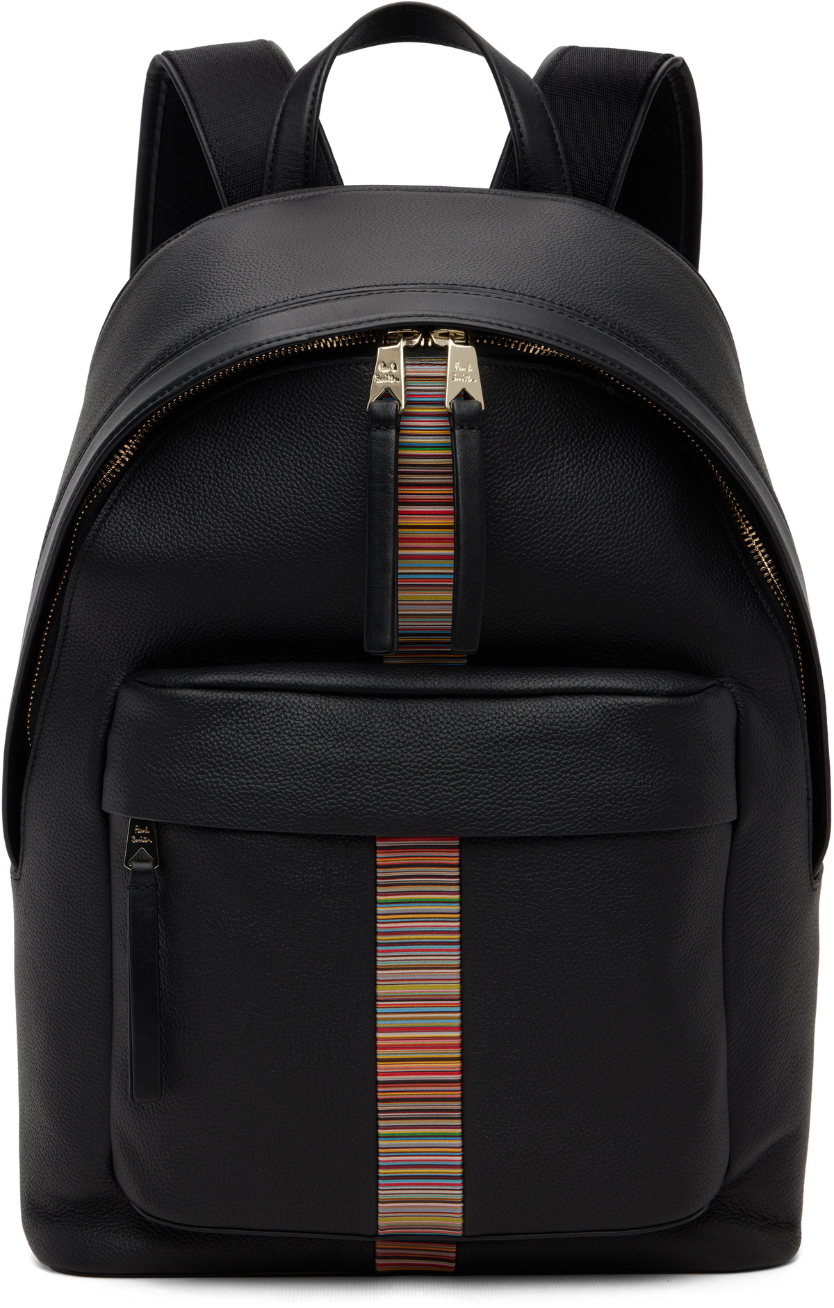 Paul Smith Black Leather 'Signature Stripe' Trim Backpack