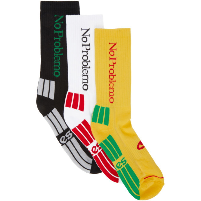 Photo: Aries Three-Pack Multicolor No Problemo Socks