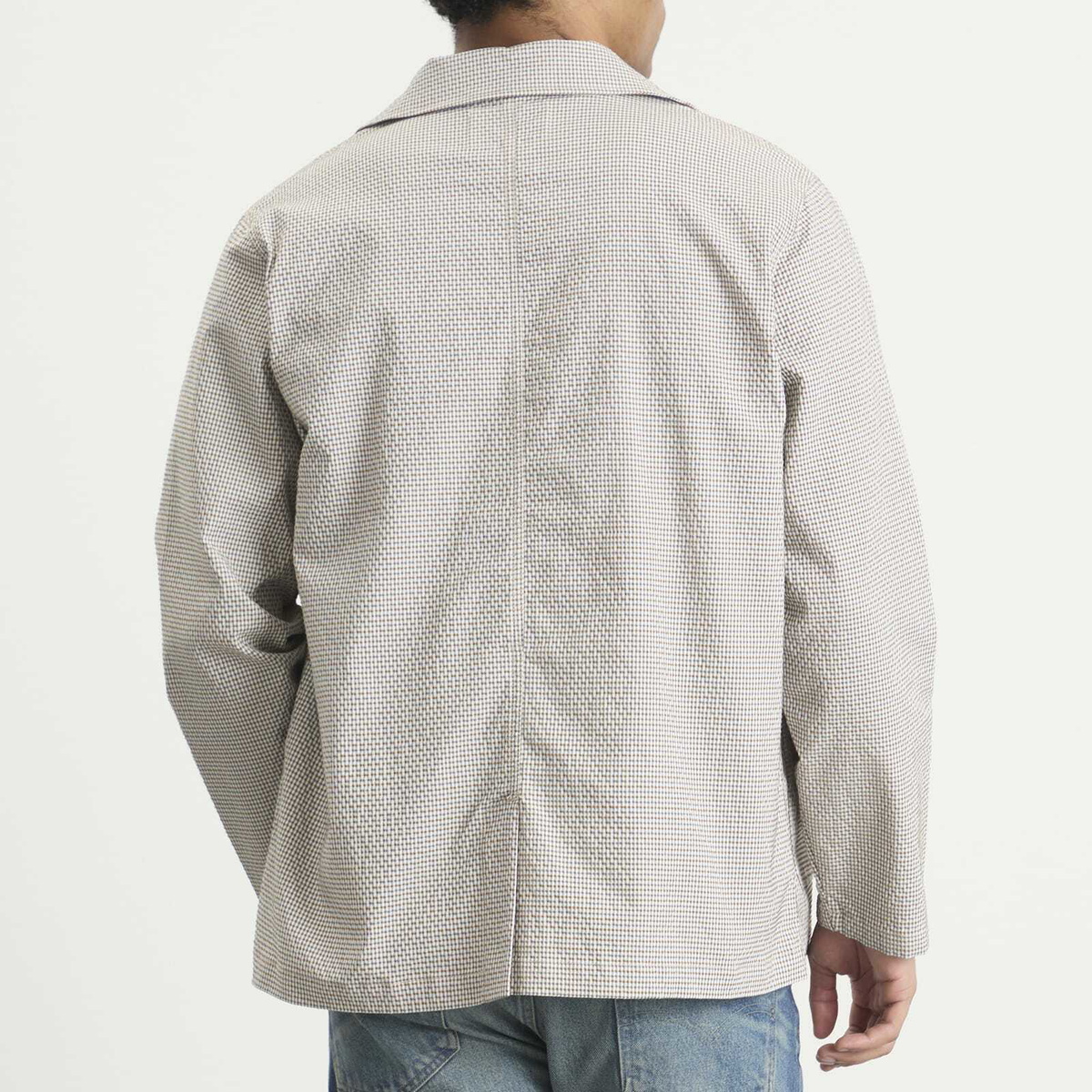 Kestin Men's Seersucker Huntly Jacket in Brown Mini Check