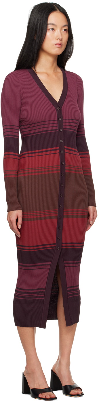 Staud Burgundy Shoko Midi Dress Staud