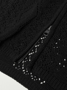 Amomento - Crocheted Zip-Up Cardigan - Black