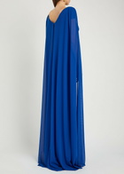 Talbot Runhof Cape-effect Draped Stretch-tulle Gown Blue