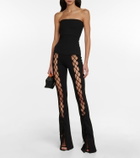 David Koma Lace-up cotton jersey flared pants
