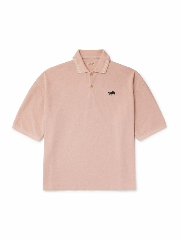 Photo: KAPITAL - Box Striped Embroidered Cotton-Piqué Polo Shirt - Pink