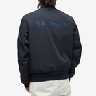 Balmain Men's Nylon Zipped Bomber Jacket in Blue