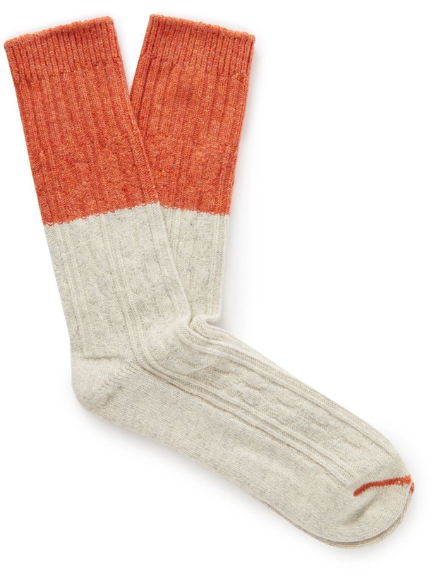 Photo: Thunders Love - Colour-Block Cable-Knit Wool-Blend Socks