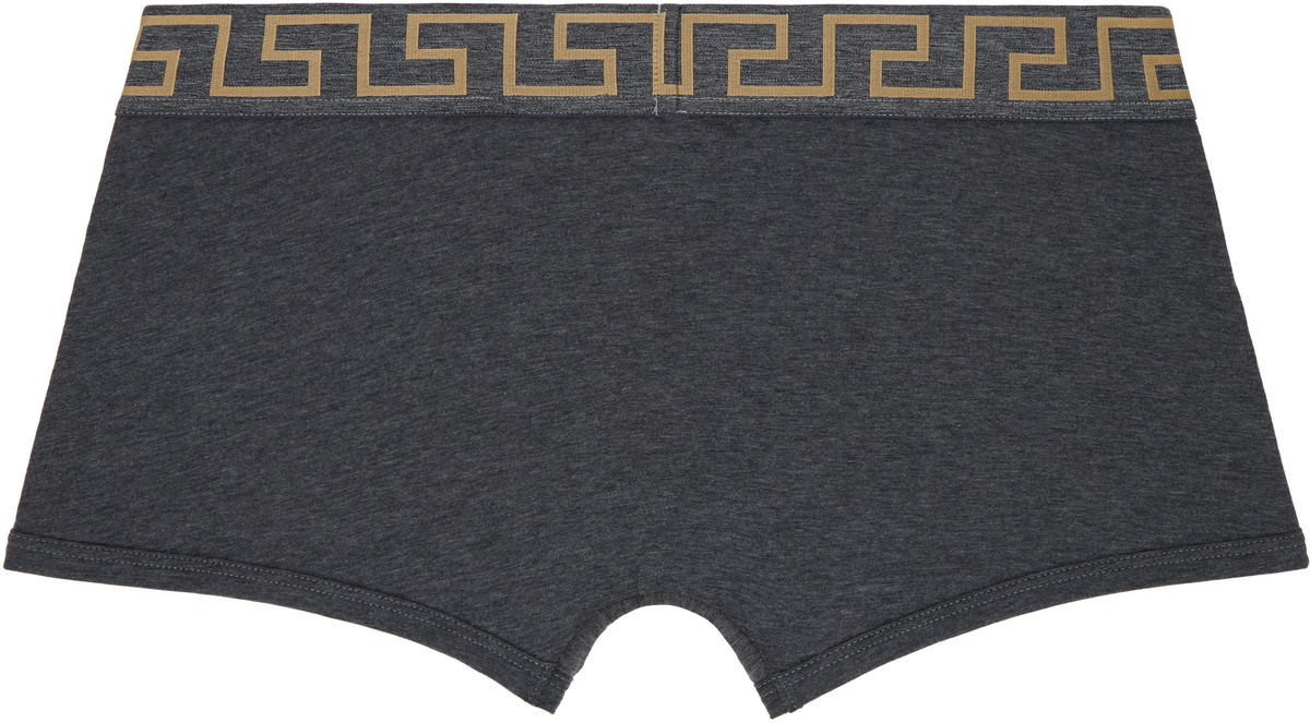 Versace Underwear Two-Pack Black & Gray Greca Border Boxer Briefs