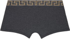 Versace Underwear Two-Pack Black & Gray Greca Border Boxer Briefs