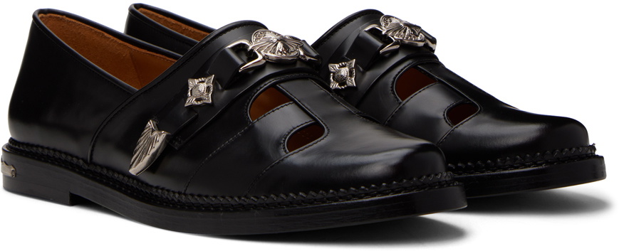 Toga Virilis Black Embellished Buckle Loafers