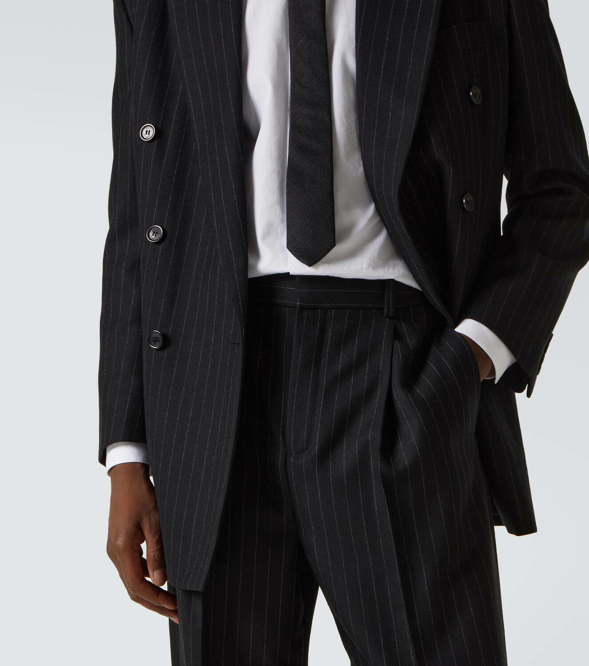 Saint Laurent Pinstripe cotton-blend wide-leg pants