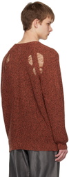 Vein Orange Distressed Sweater