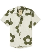 OAS - Camp-Collar Floral-Print Cotton-Terry Shirt - Green