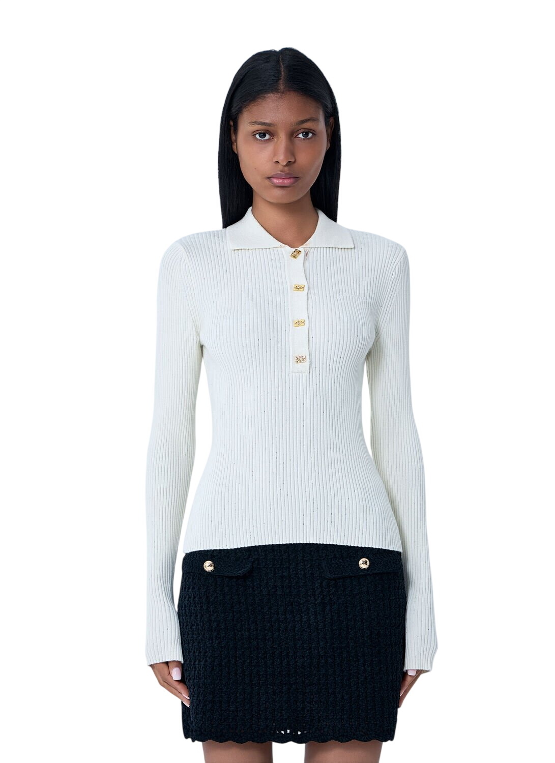 GANNI Navy Drop Shoulder Polo GANNI