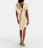 Khaite Floral draped silk minidress